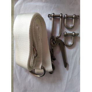 Liferaft lashing straps with Pelican hook